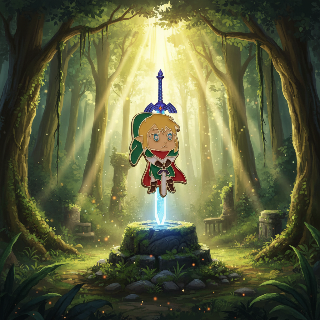 The Legend of Zelda Link standing with Sword Pin