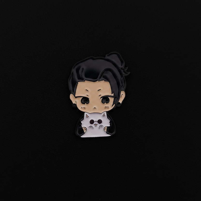 Jujutsu Kaisen Suguru holding Gojo Cat Pin