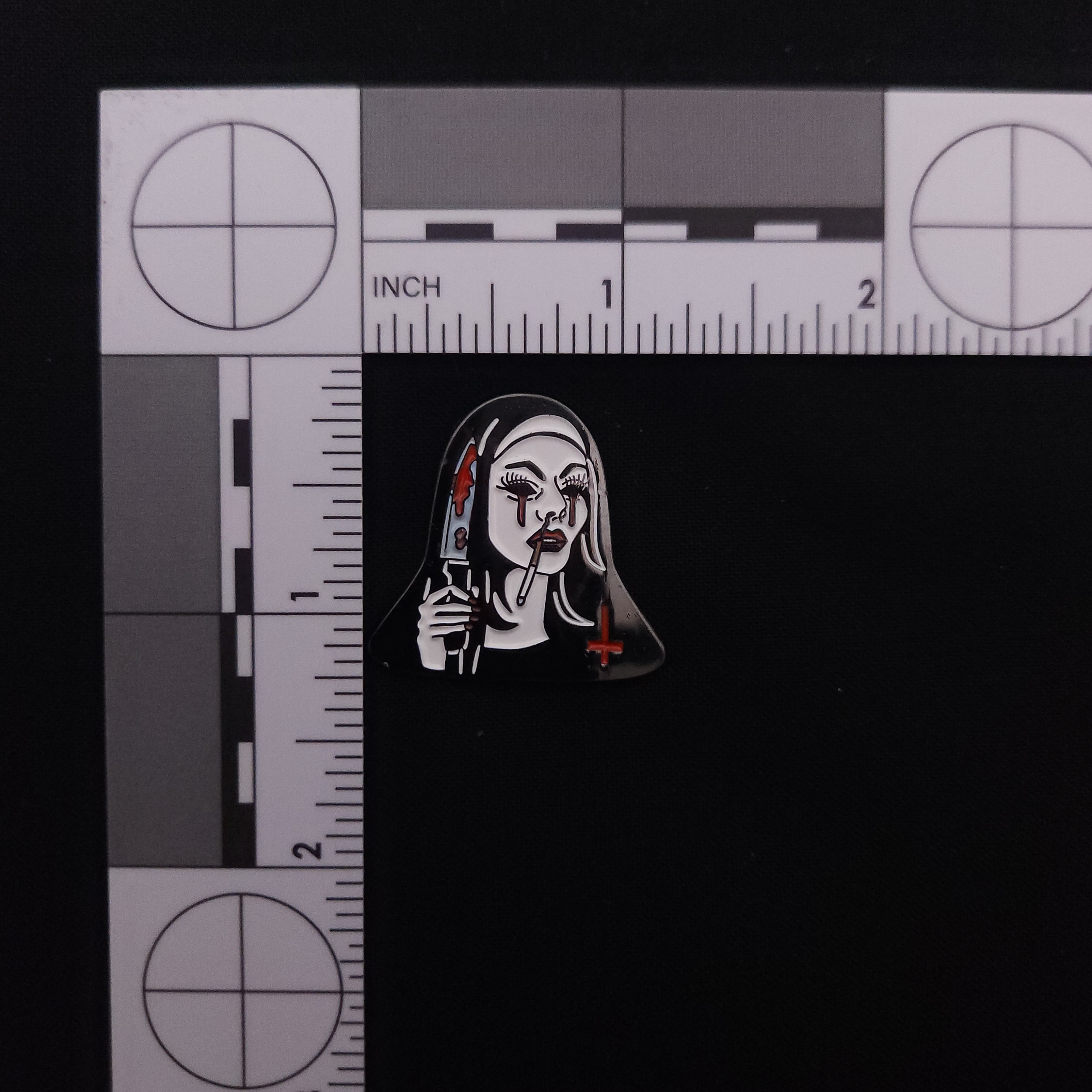 Horror Smoking Nun Pin