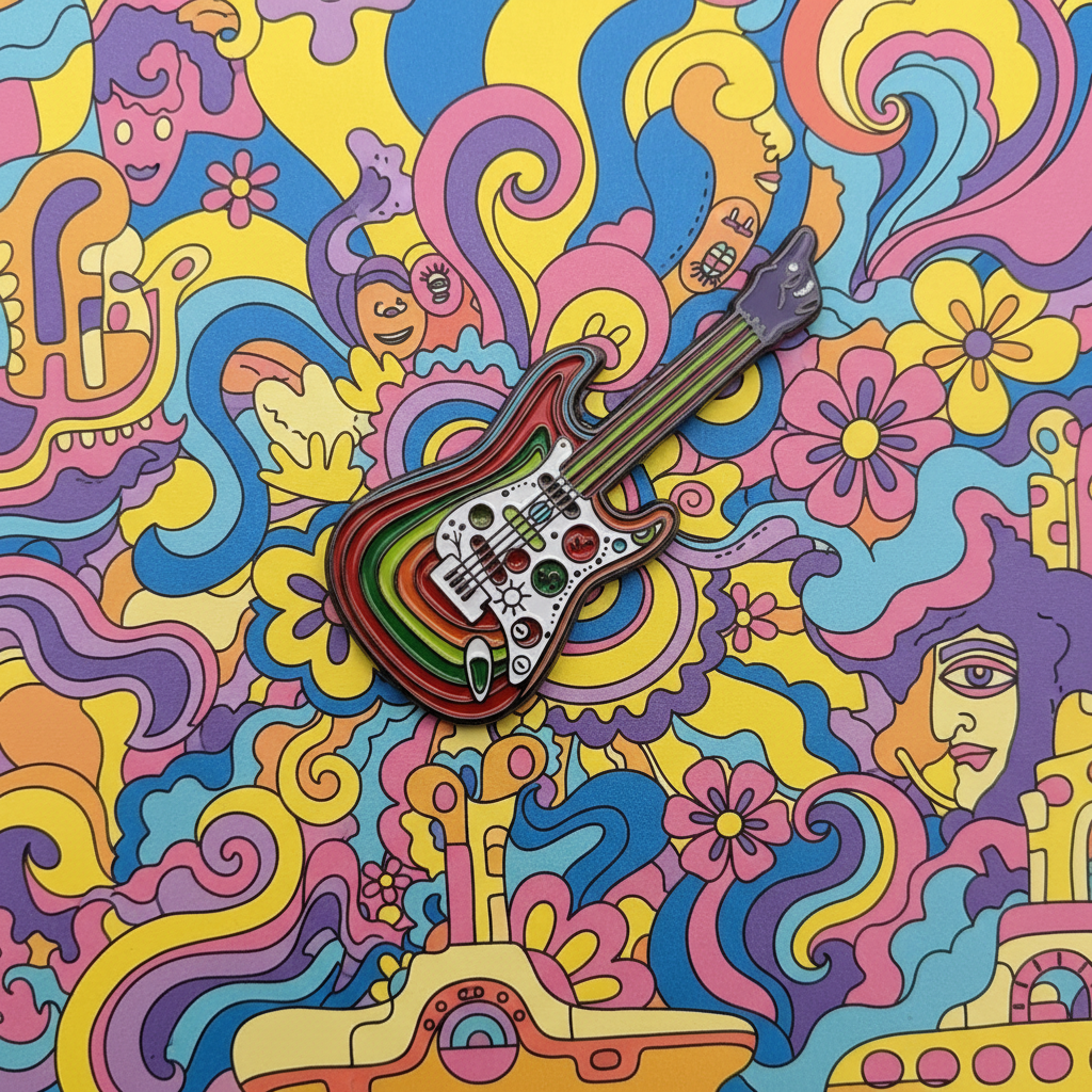 Bands The Beatles Rainbow Guitar Pin