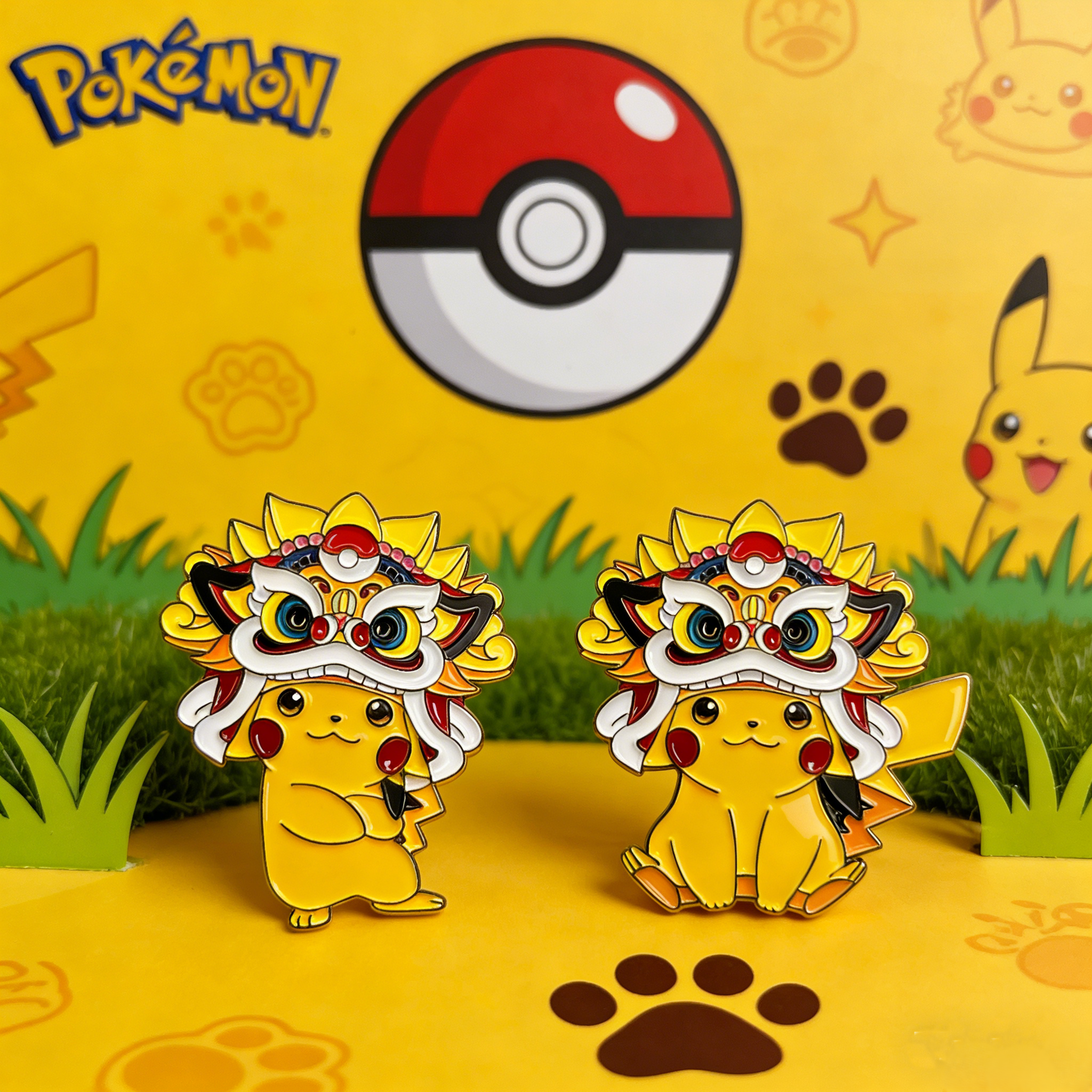 Pokemon Pikachu with Dragon Head Dress Pins
