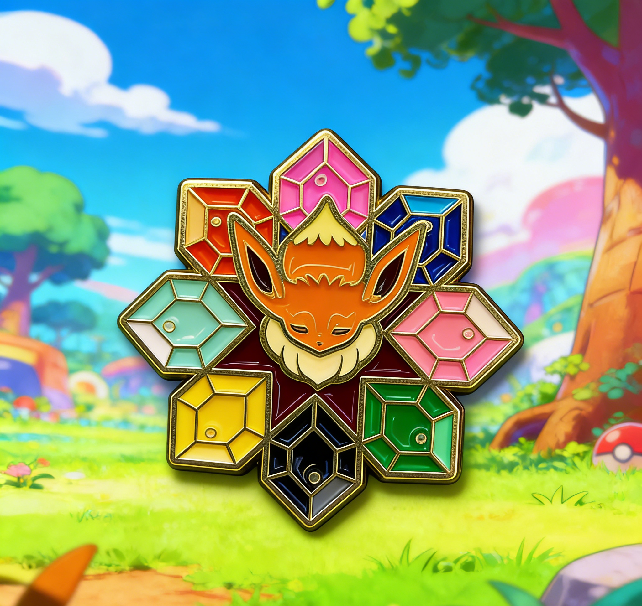 Pokemon Eevee and the Evolution Stones Pin
