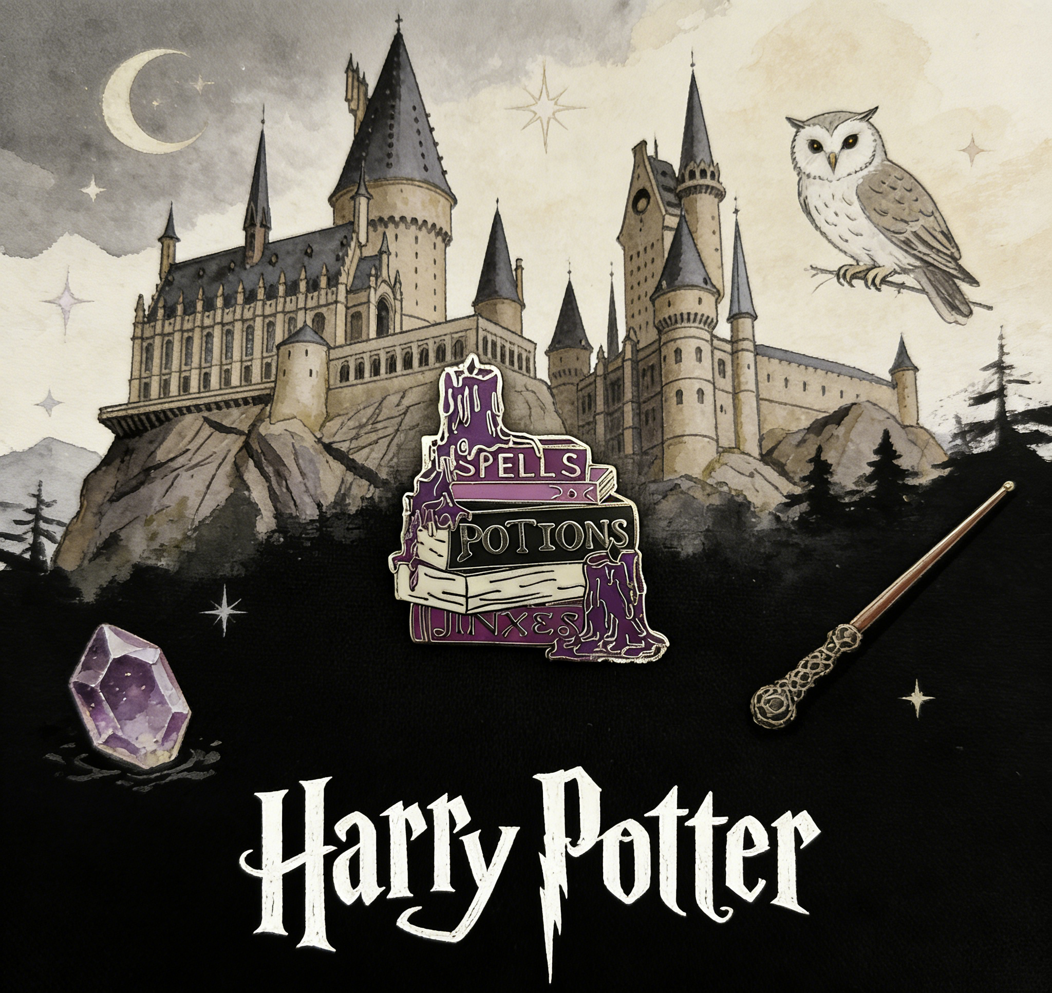 Harry Potter Spells Potions and Jinxes Books Pin