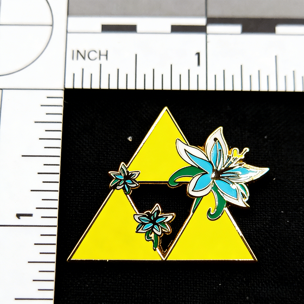 The Legend of Zelda Triforce with the Silent Princess Flower Pin