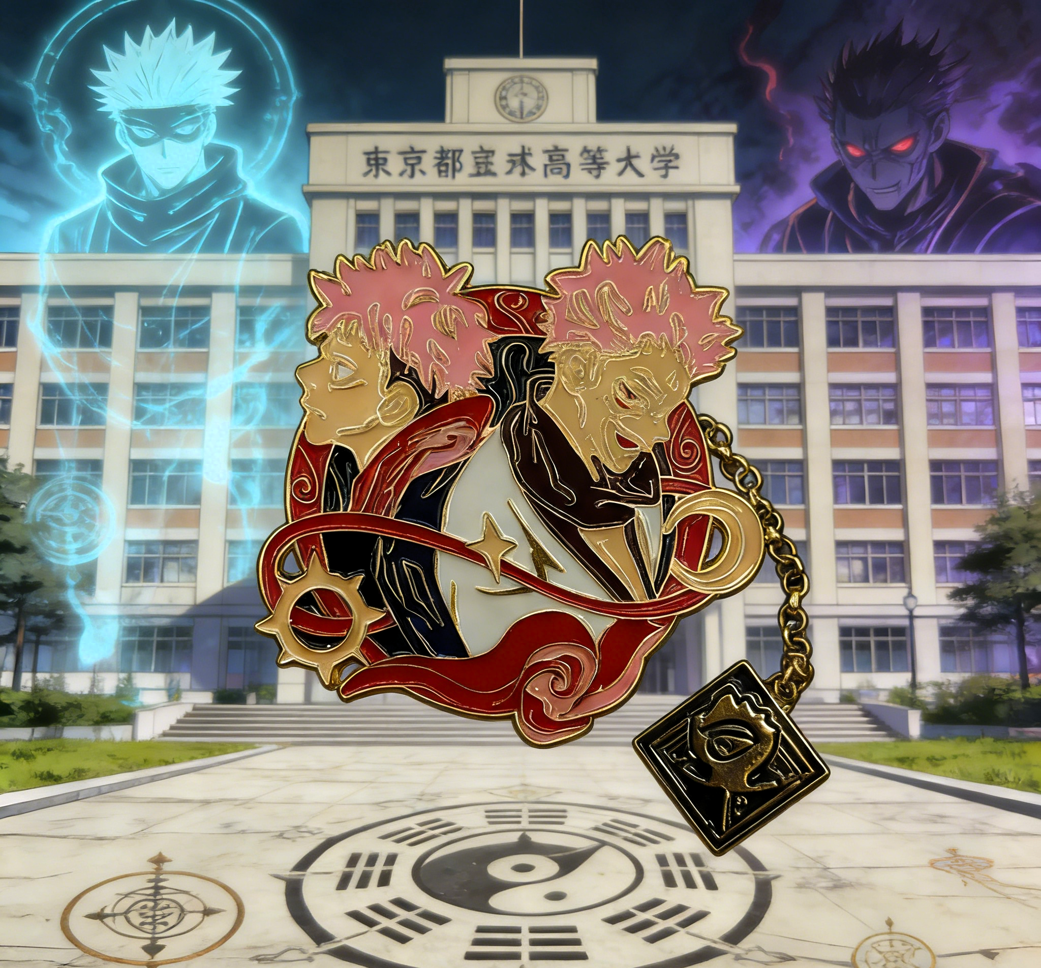 Jujutsu Kaizen Yuji X Sukuna Pin with Chain