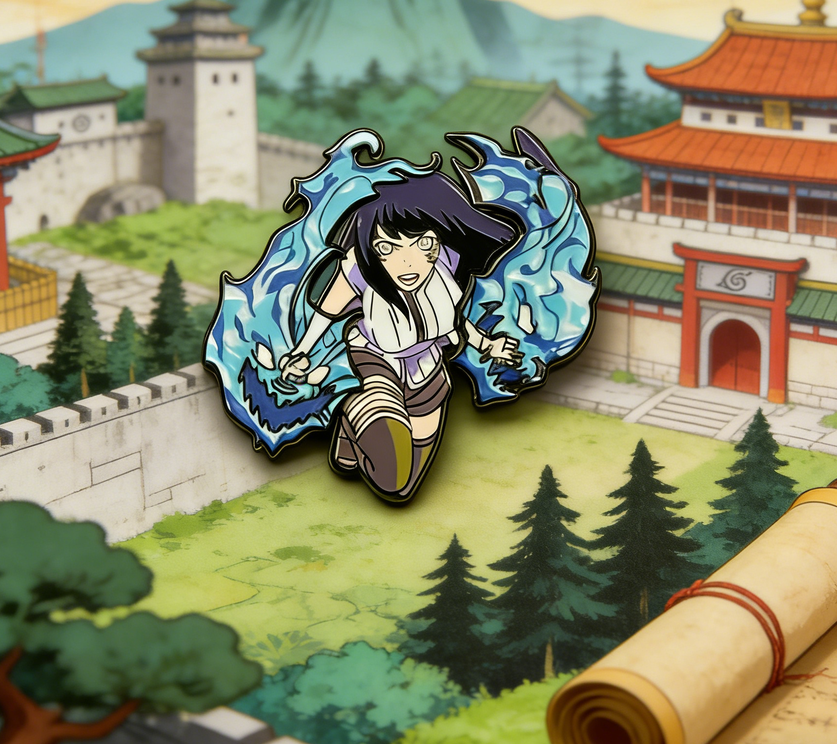 Naruto Hinata Twin Lion Fists Pin