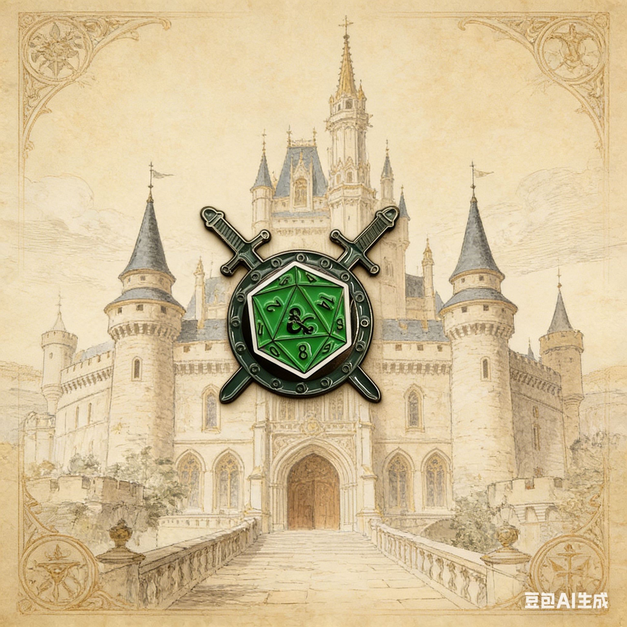 D20 and Swords Pin