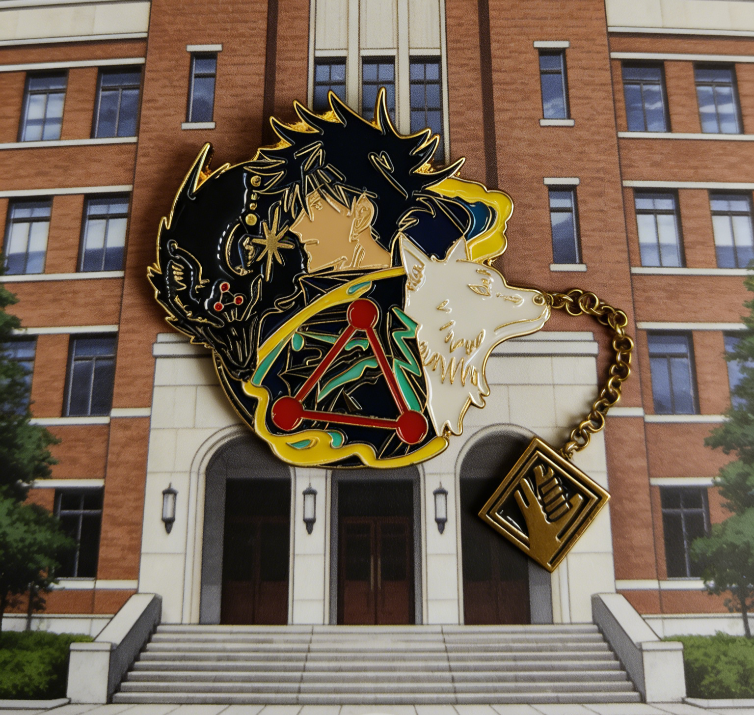 Jujutsu Kaizen Megumi X Shikigami Pin with Chain