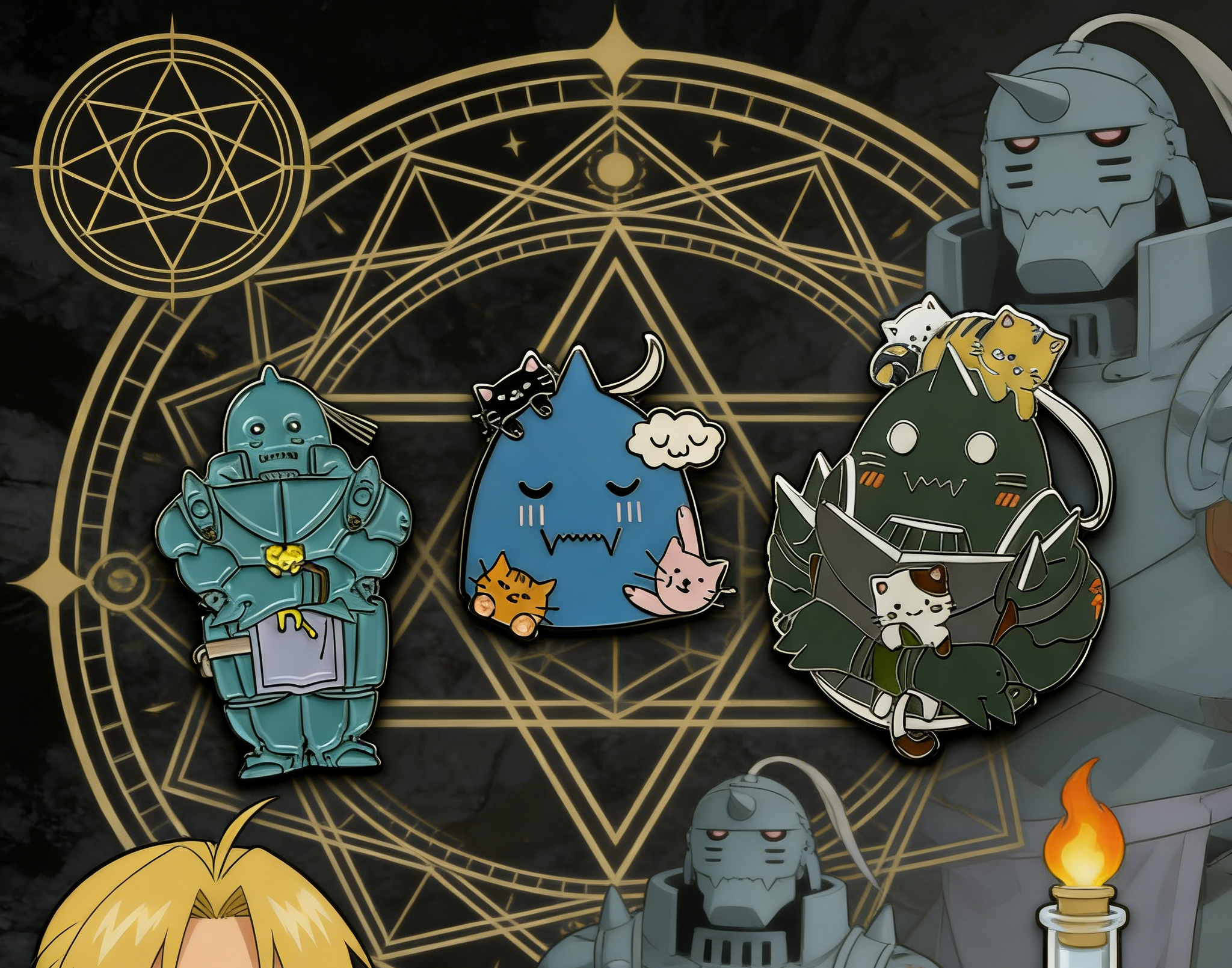 Full Metal Alchemist Alphonse with cats Pins