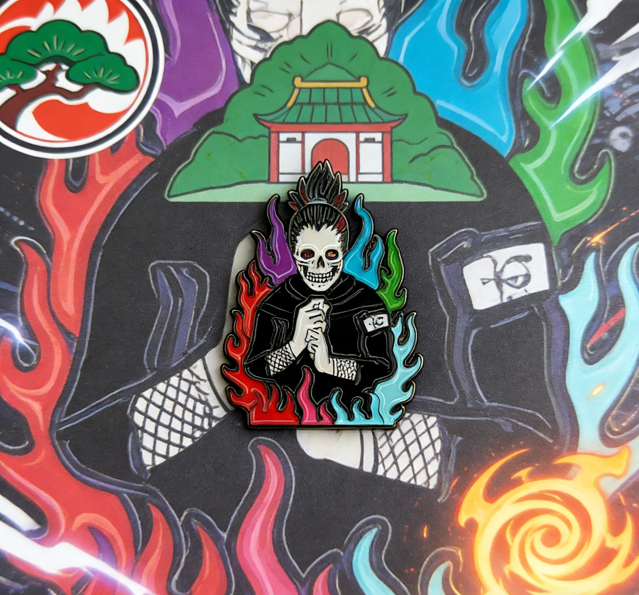 Naruto Shikamaru Colored Flames Pins
