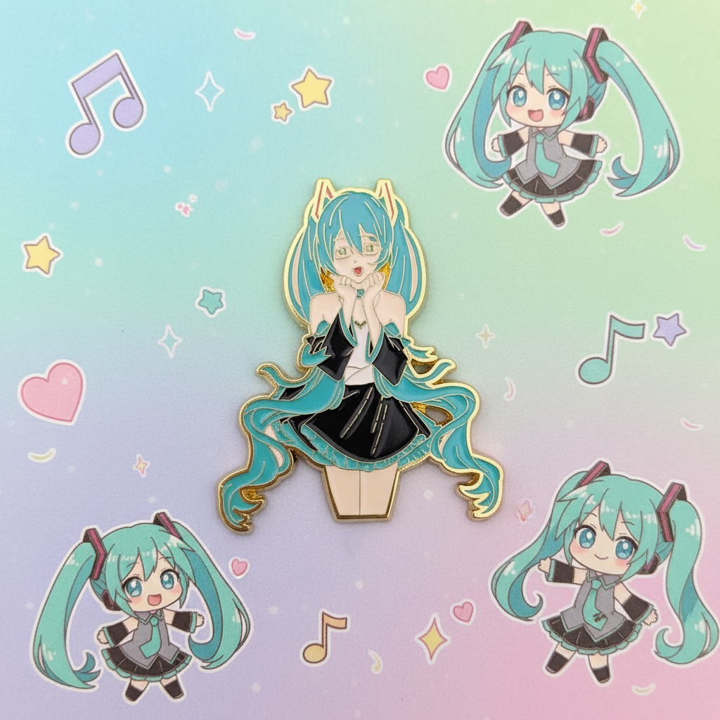 Hatsune Miku Smiling Miku Pins