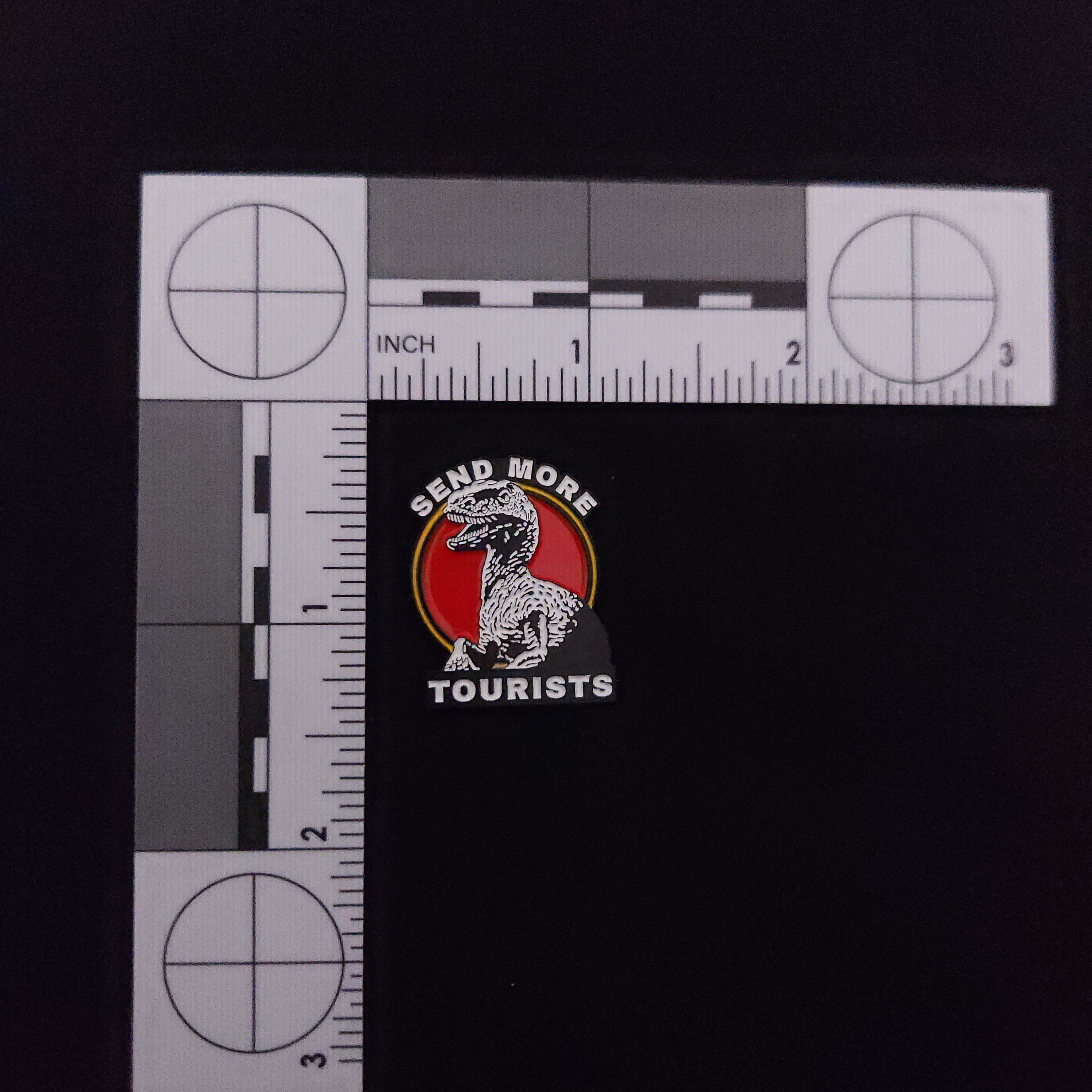 Jurassic Park Raptor "Send More Tourists" Pin