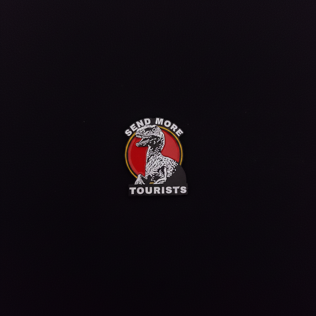 Jurassic Park Raptor "Send More Tourists" Pin