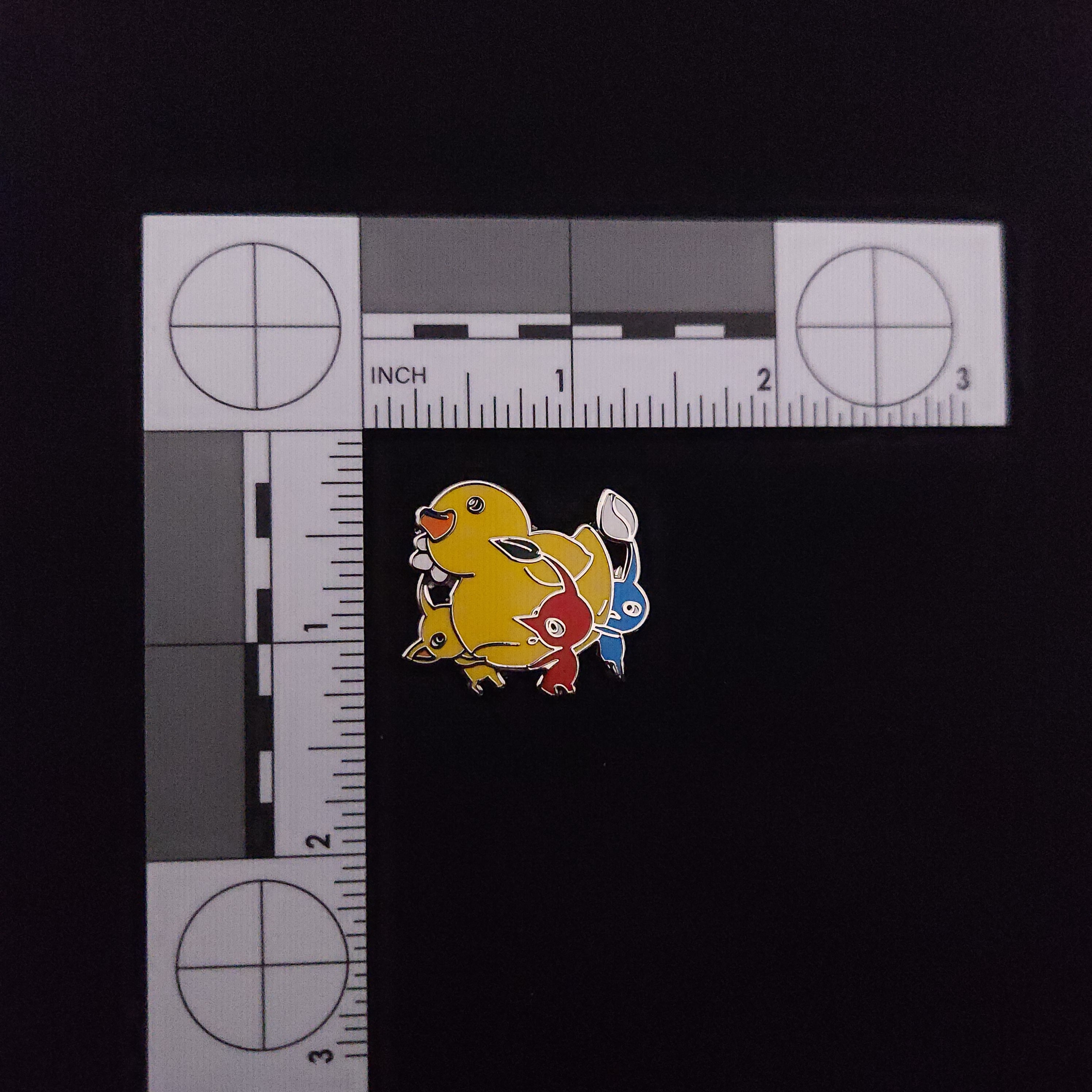 Pikmin Red Yellow and Blue Carrying the Rubber Duck Pin