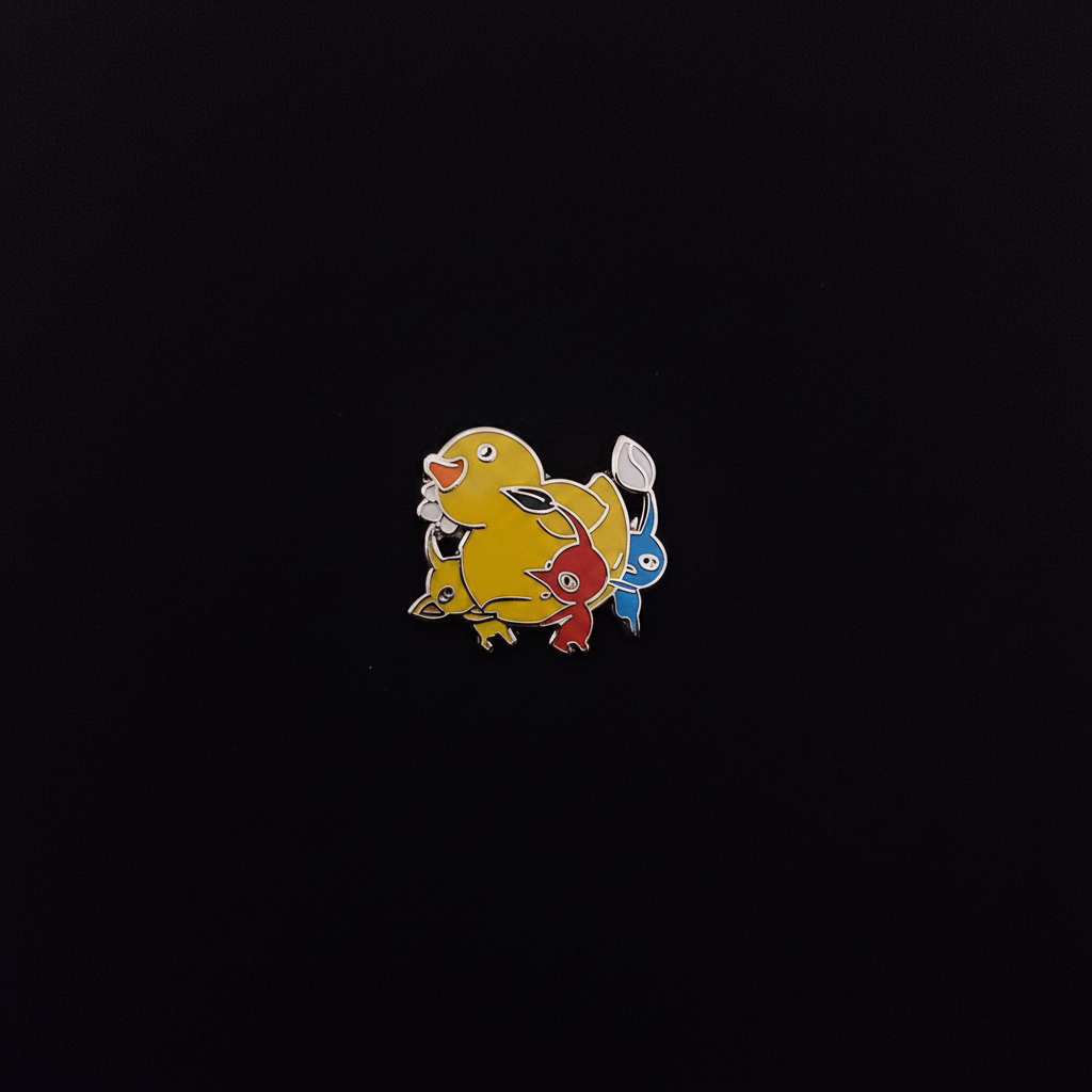 Pikmin Red Yellow and Blue Carrying the Rubber Duck Pin