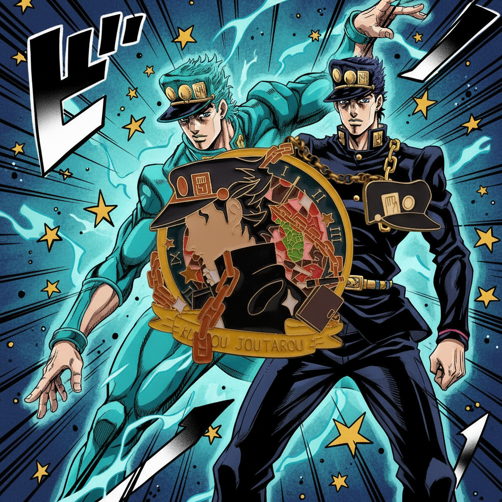 Jojo's Bizarre Adventure Jotarou Pin With Chain