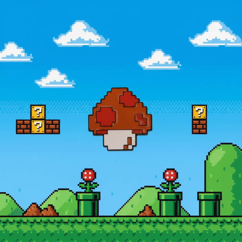 Super Mario Bros. 8-Bit Mushroom Pin