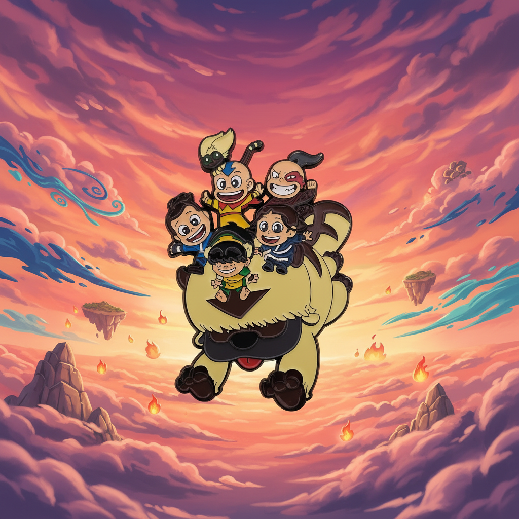 Avatar the Last Airbender Cute Appa and Gaang Pin