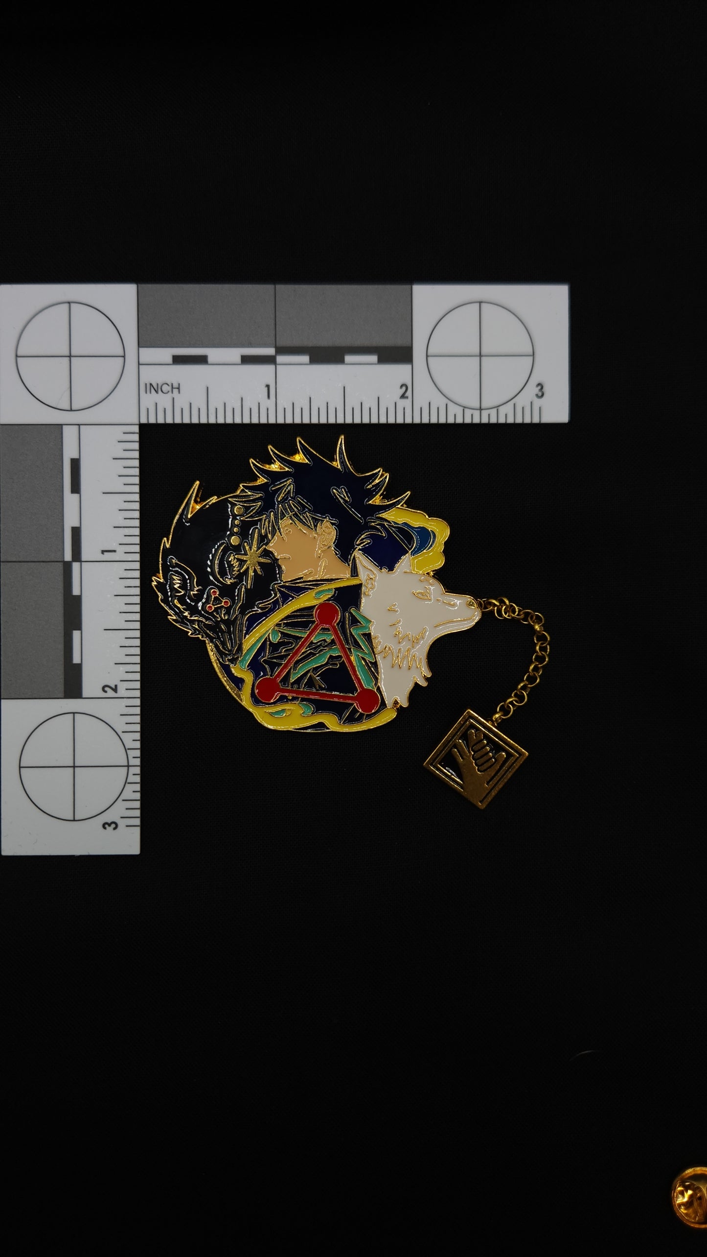 Jujutsu Kaizen Megumi X Shikigami Pin with Chain