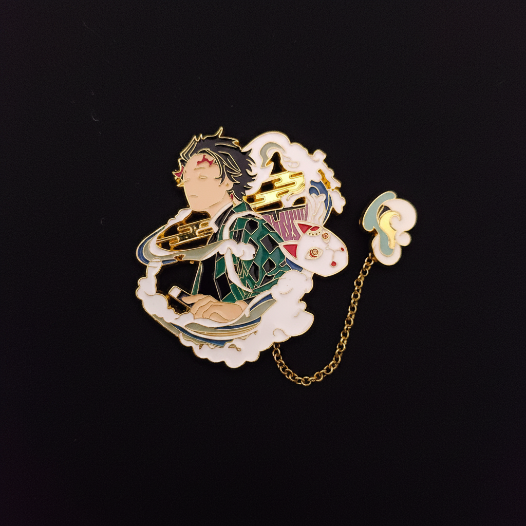 Demon Slayer Tanjiro Pin with Chain