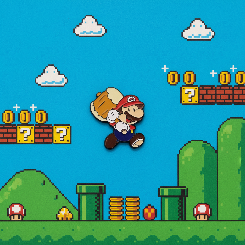 Super Mario Bros. Chibi Mario and Mallet Pin