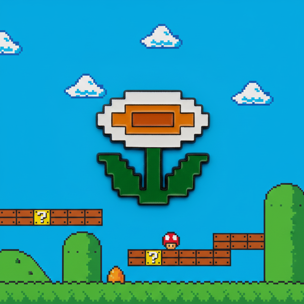 Super Mario Bros. 8-Bit Flower Power Pin