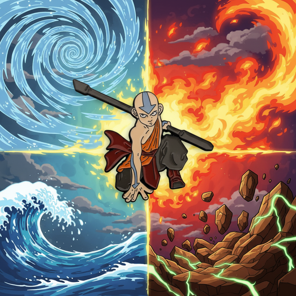 Avatar the Last Airbender Aang and Staff Pin