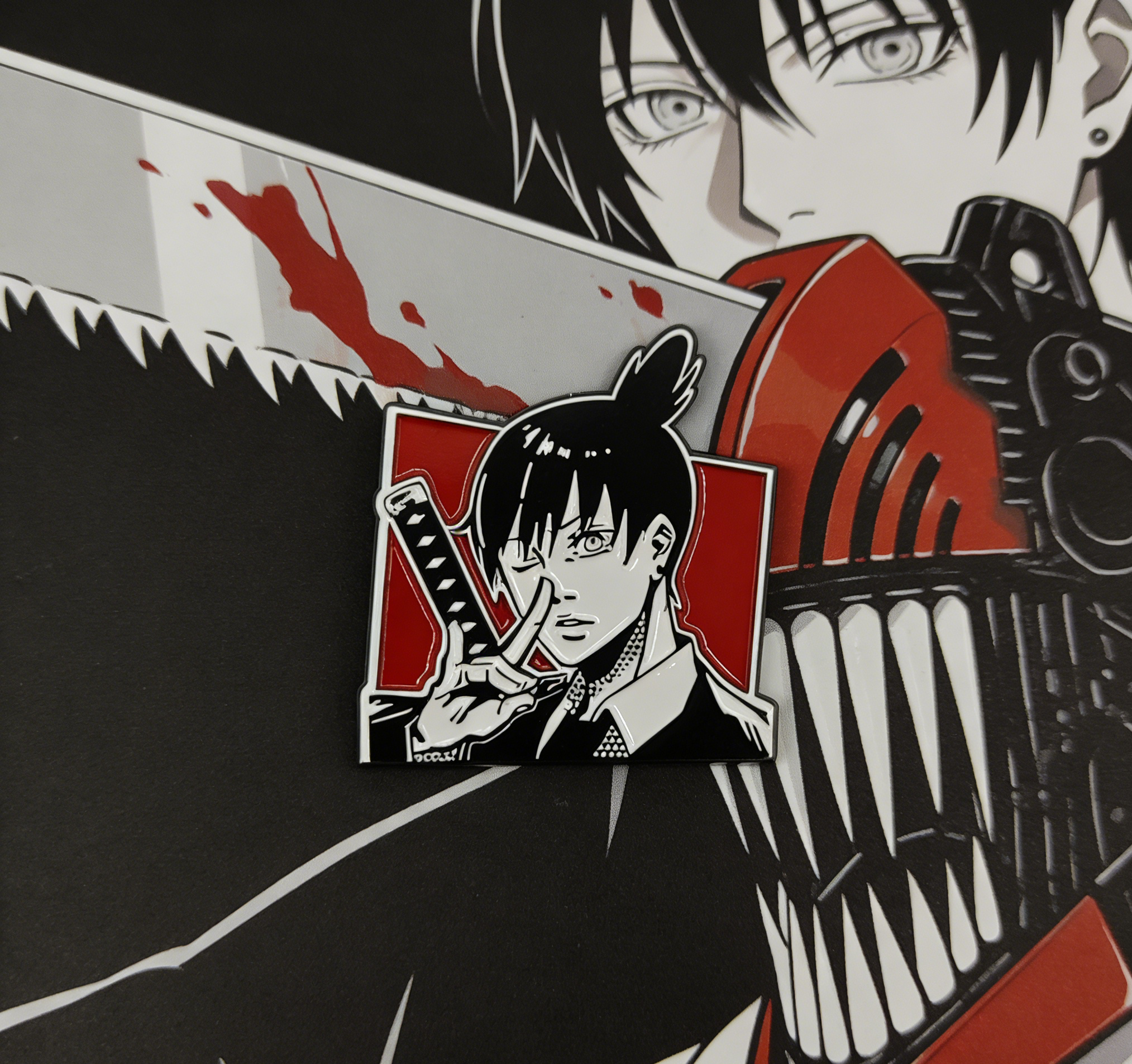 Chainsaw Man Aki Black and White Pin